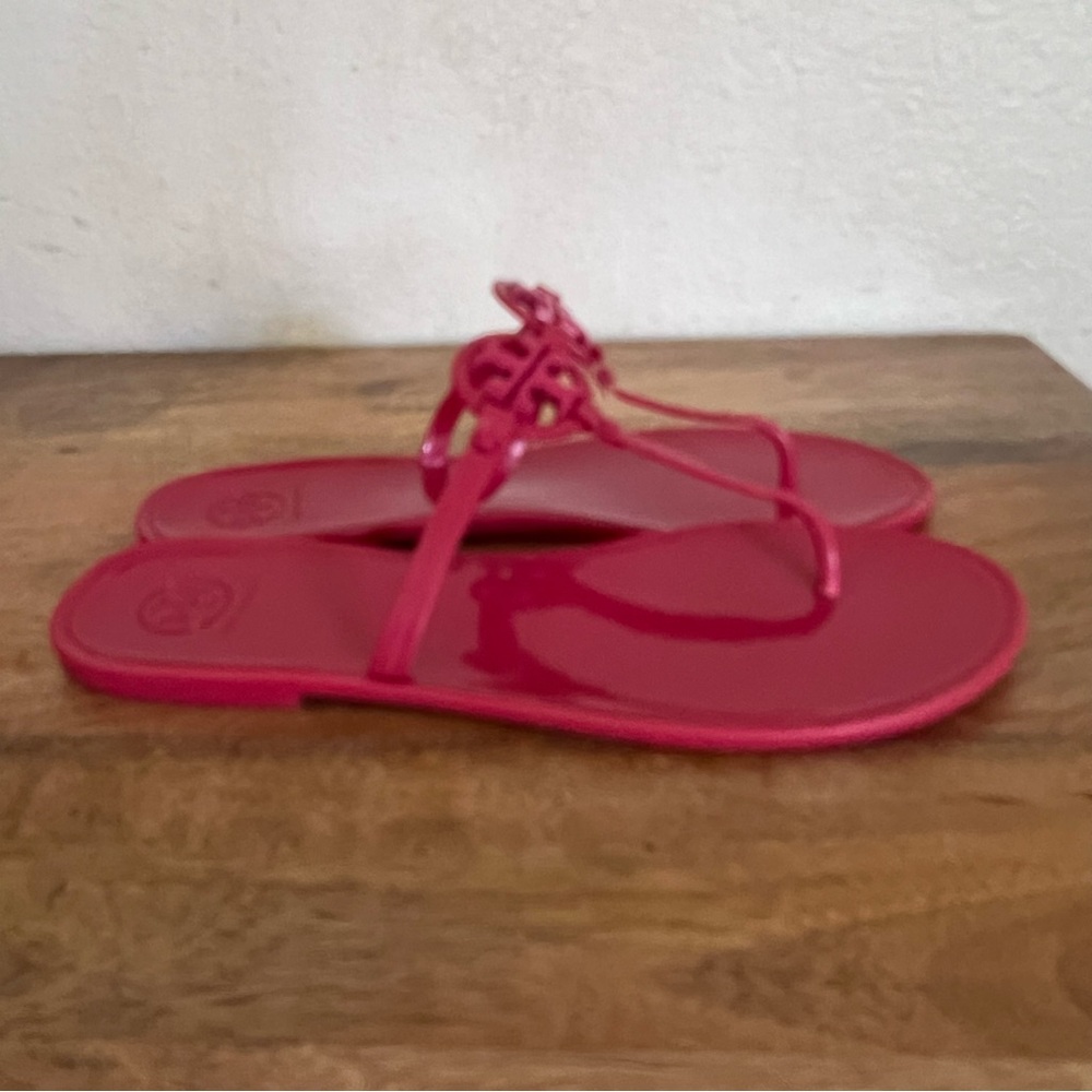 TORY BURCH MINI MILLER JELLY THONG PINK SANDAL SIZE 10 - Picture 2 of 12